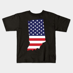 Indiana State Shape Flag Background Kids T-Shirt